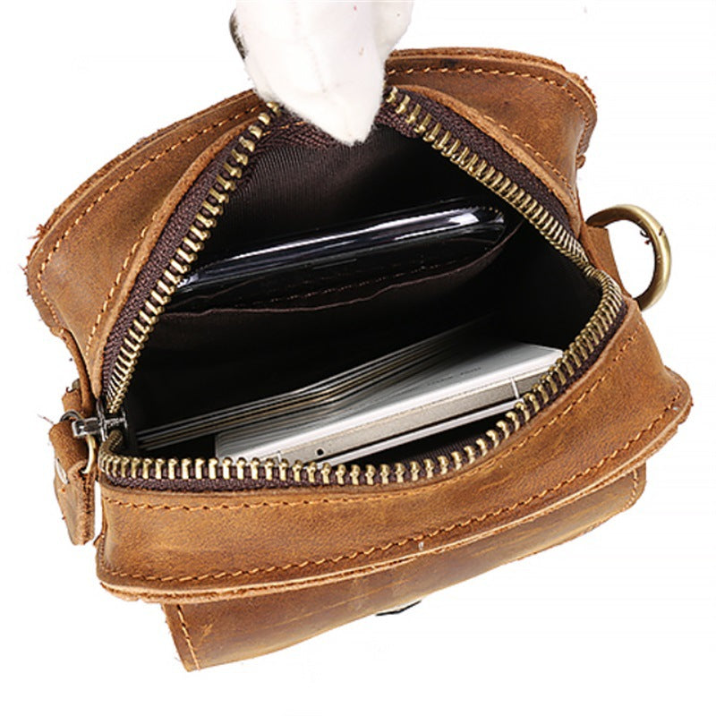 Men's Horse Leather Mobile Genuine Retro Simple First Layer Men's Waist Packs