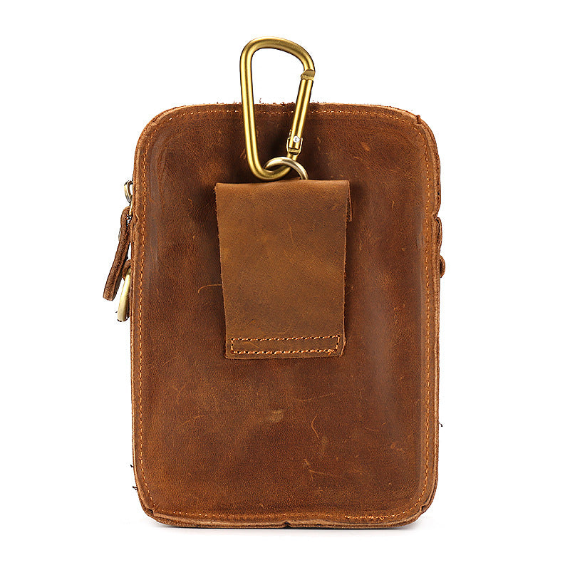 Men's Horse Leather Mobile Genuine Retro Simple First Layer Men's Waist Packs
