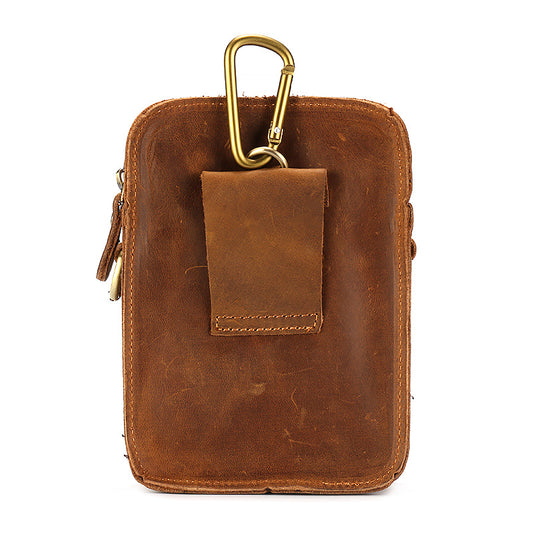 Men's Horse Leather Mobile Genuine Retro Simple First Layer Men's Waist Packs