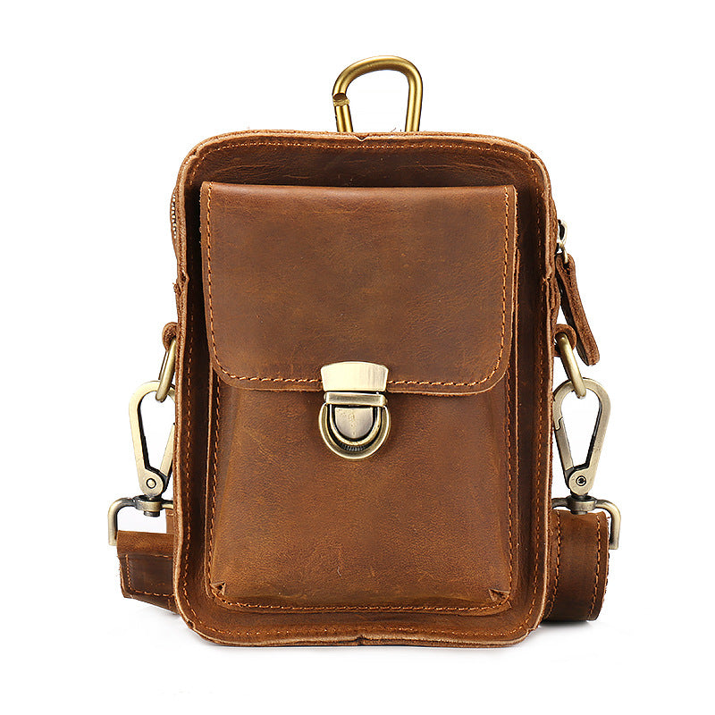 Men's Horse Leather Mobile Genuine Retro Simple First Layer Men's Waist Packs