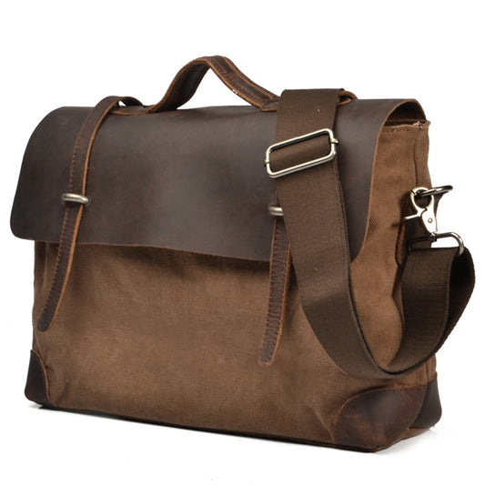 Men's Leather Crazy Horse With Canvas Business Men's Messenger Bags