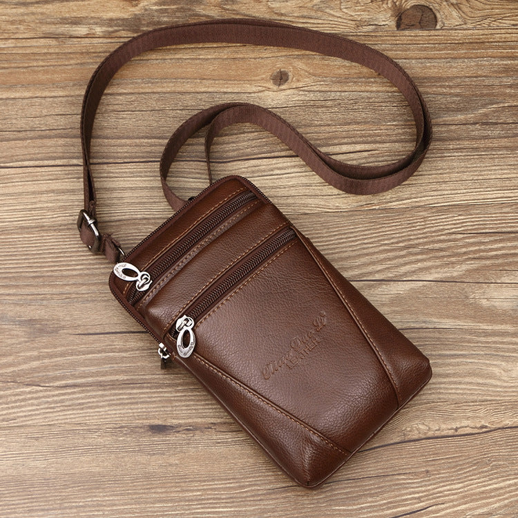 Men's Genuine Leather Mobile Cowhide Mini Single Bags