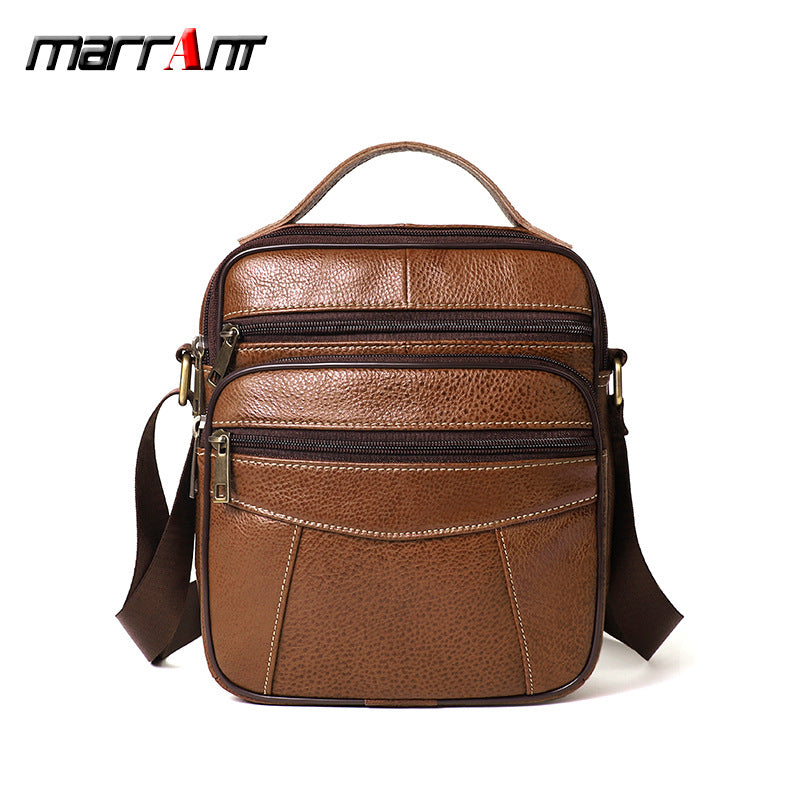 Men's Genuine Leather Retro Vertical Top Layer Shoulder Bags