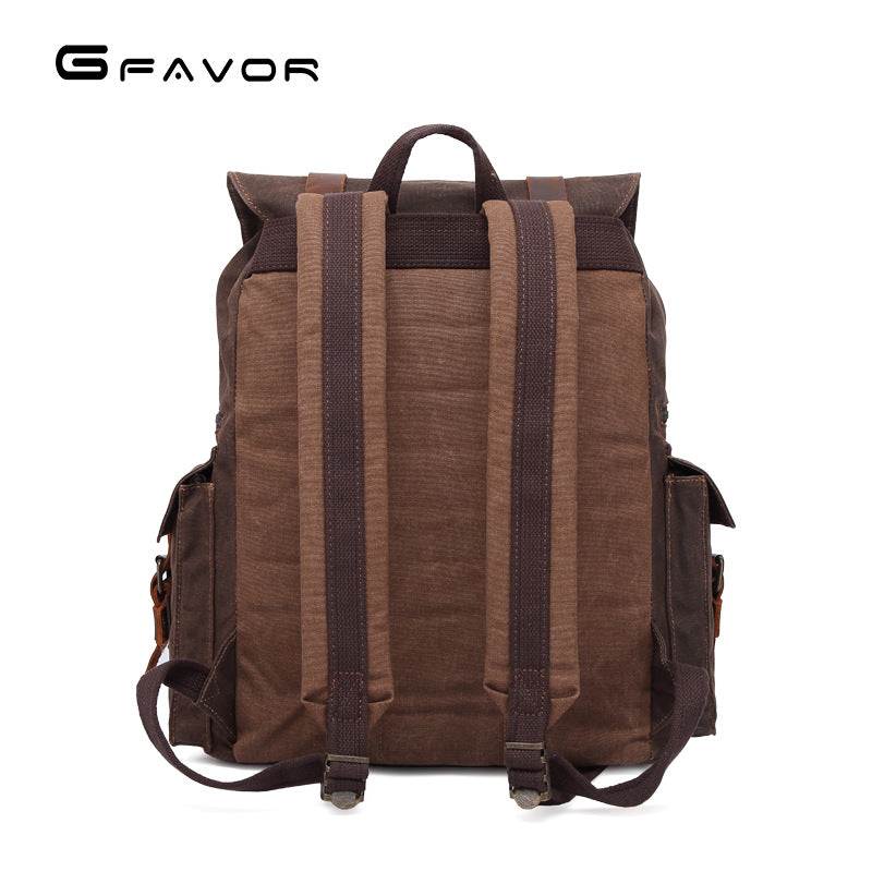 Men's Canvas Oil Wax Waterproof Crazy Horse Backpacks