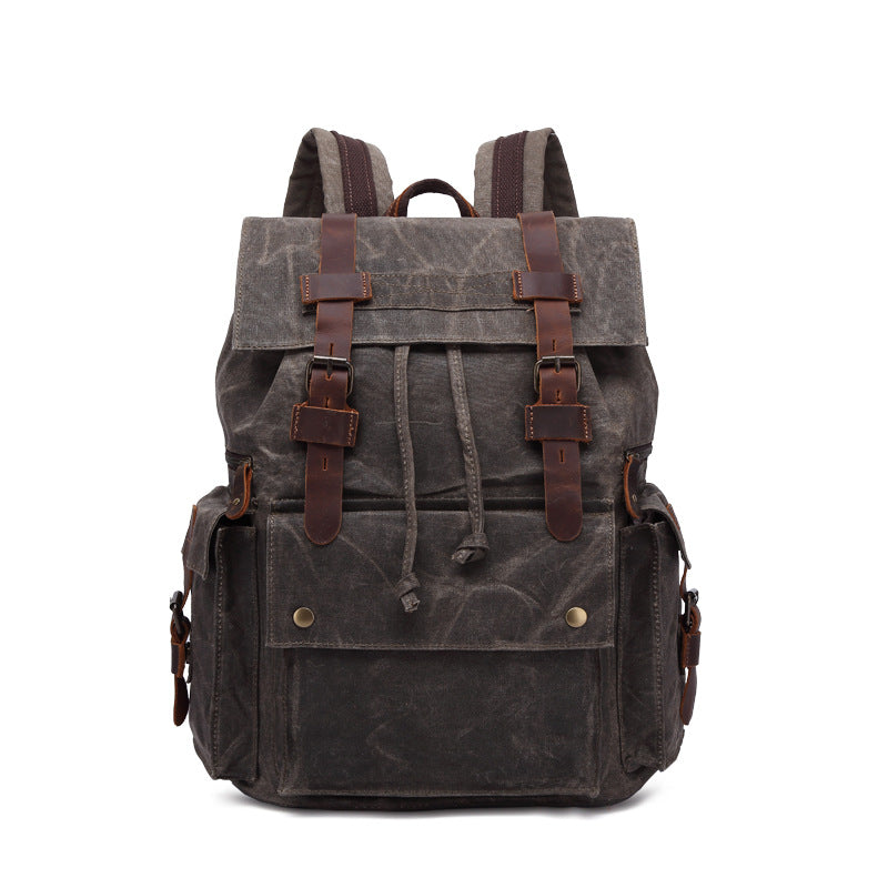 Men's Canvas Oil Wax Waterproof Crazy Horse Backpacks