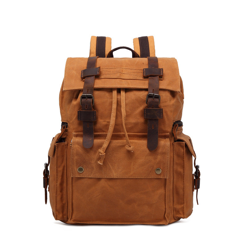 Men's Canvas Oil Wax Waterproof Crazy Horse Backpacks