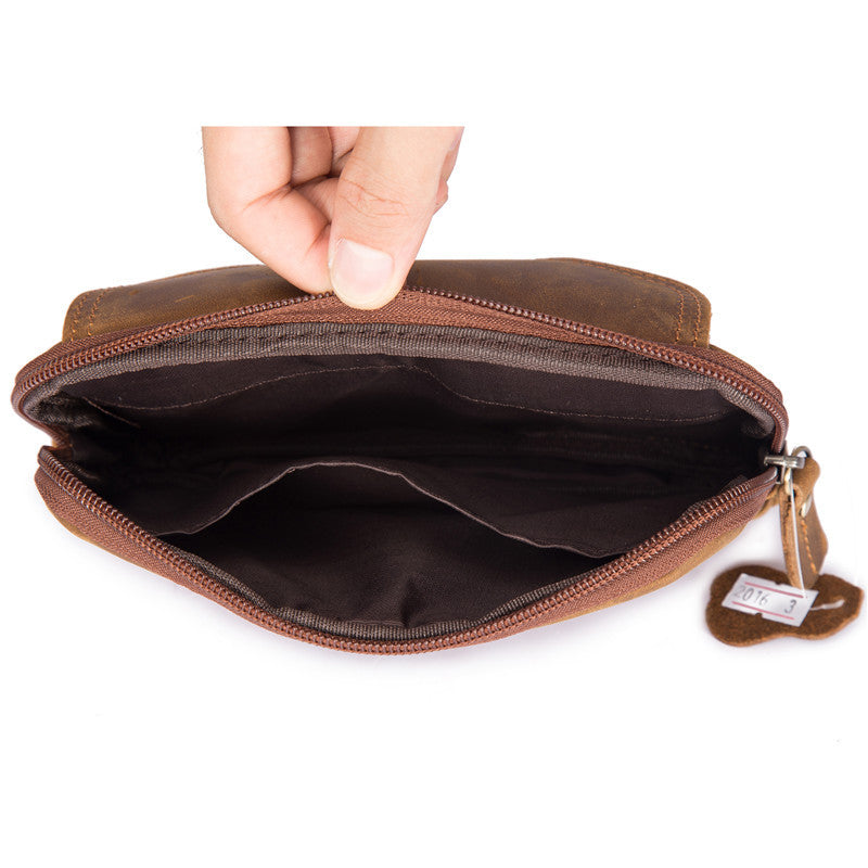 Men's Leather First Layer Cowhide Hanging Stall Men's Waist Packs