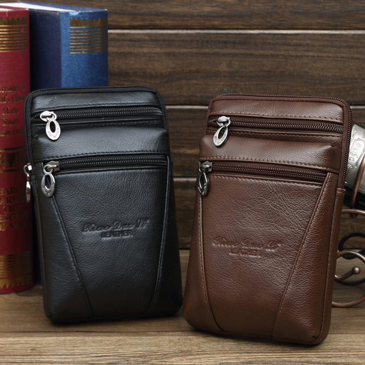 Men's Genuine Leather Mobile Cowhide Mini Single Bags