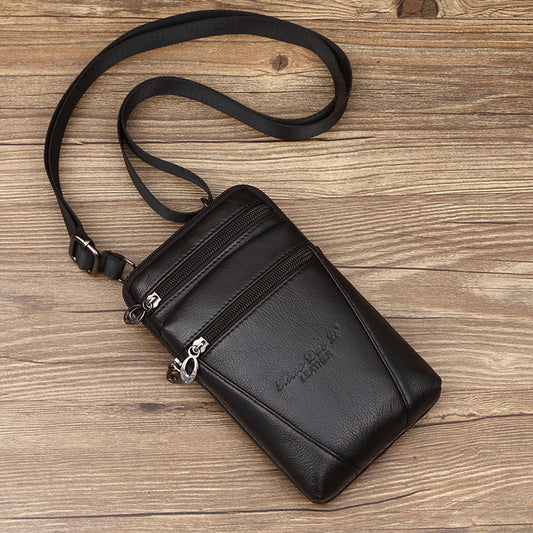 Men's Genuine Leather Mobile Cowhide Mini Single Bags