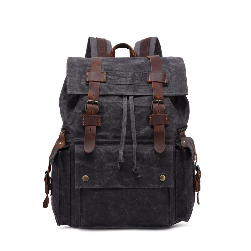 Men's Canvas Oil Wax Waterproof Crazy Horse Backpacks