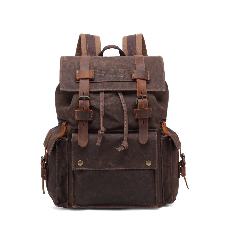 Men's Canvas Oil Wax Waterproof Crazy Horse Backpacks