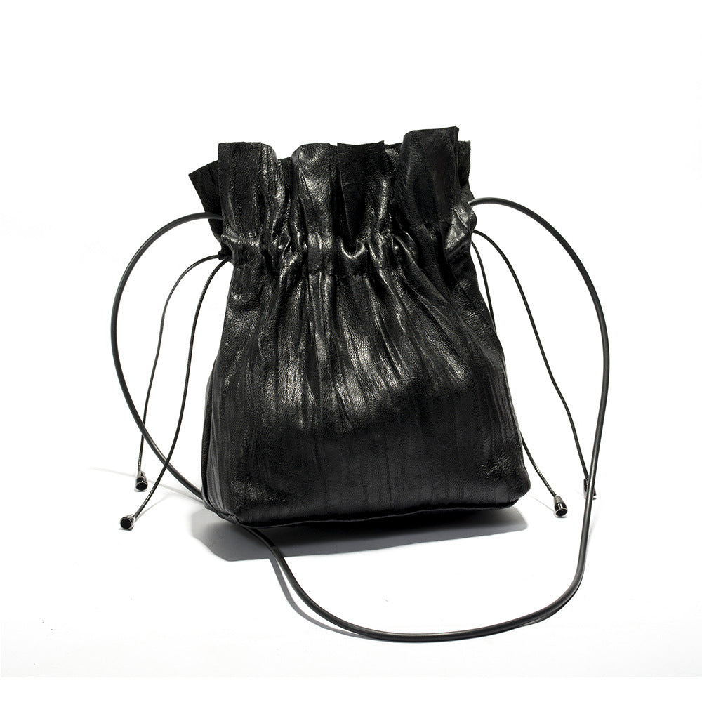 Women's Niche Personality Fisherman Pleated Sheepskin Cross Crossbody Bags