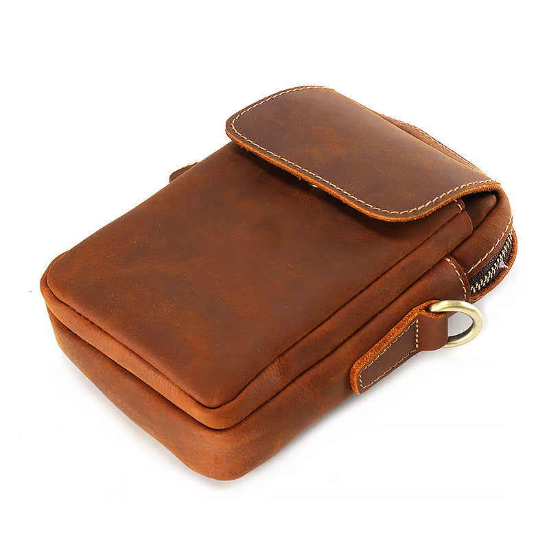Men's Autumn Style Crazy Horse Leather Vertical Bags