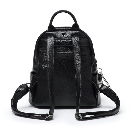 Women's Korean Fashionable Large Capacity Soft Leather Backpacks