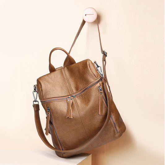 Classic Women's Classy Leather Large Capacity Backpacks