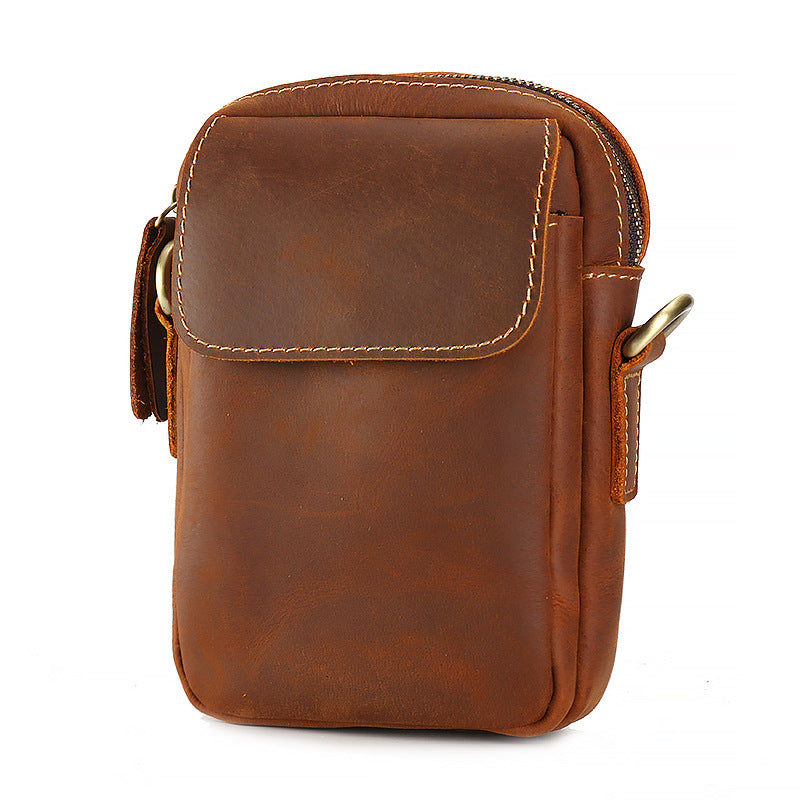 Men's Autumn Style Crazy Horse Leather Vertical Bags