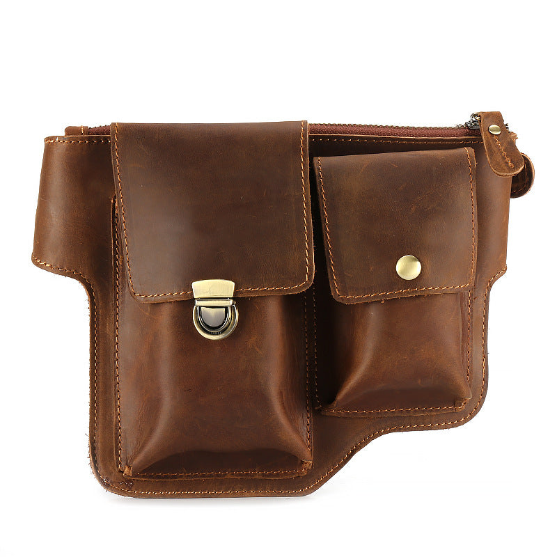 Men's Mattes Retro Handmade Crazy Horse First Men's Waist Packs