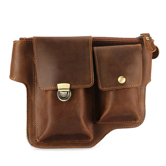 Men's Mattes Retro Handmade Crazy Horse First Men's Waist Packs