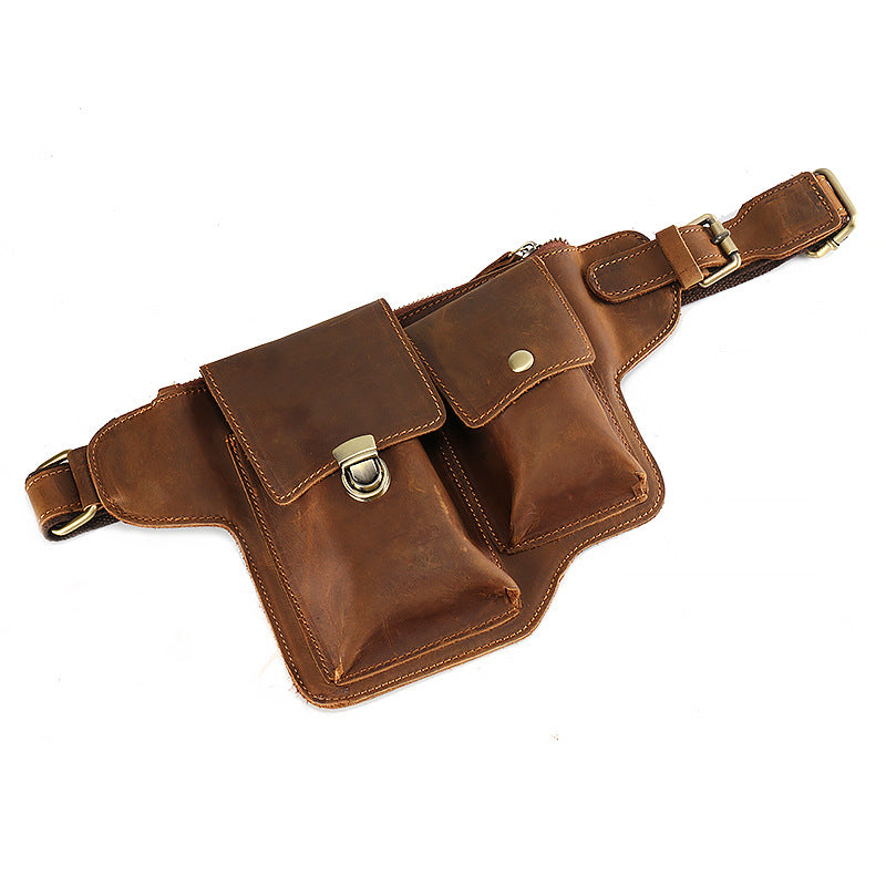 Men's Mattes Retro Handmade Crazy Horse First Men's Waist Packs