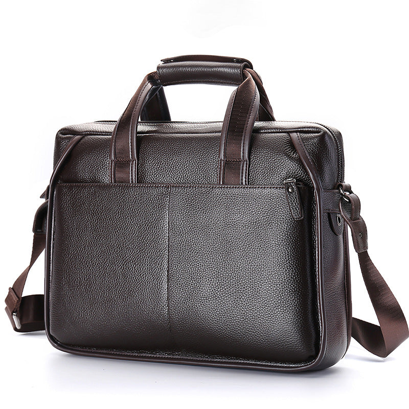 Men's Message Horizontal First Layer Litchi Pattern Men's Briefcases