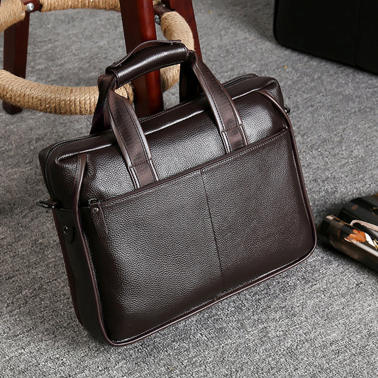 Men's Message Horizontal First Layer Litchi Pattern Men's Briefcases