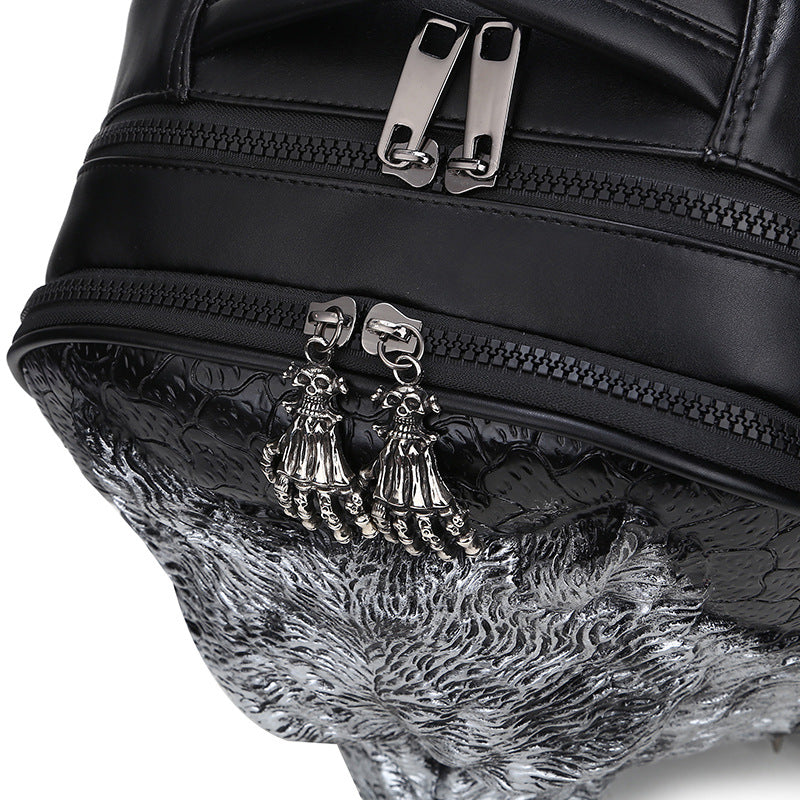 Fierce Wolf Head Rivet Ghost Hand Trendy Backpacks
