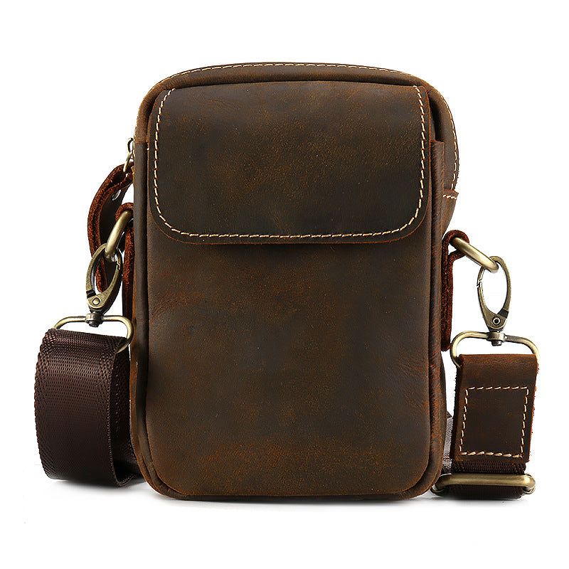 Men's Autumn Style Crazy Horse Leather Vertical Bags