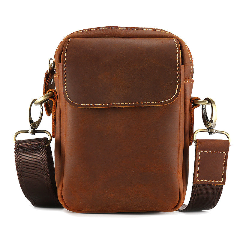 Men's Autumn Style Crazy Horse Leather Vertical Bags