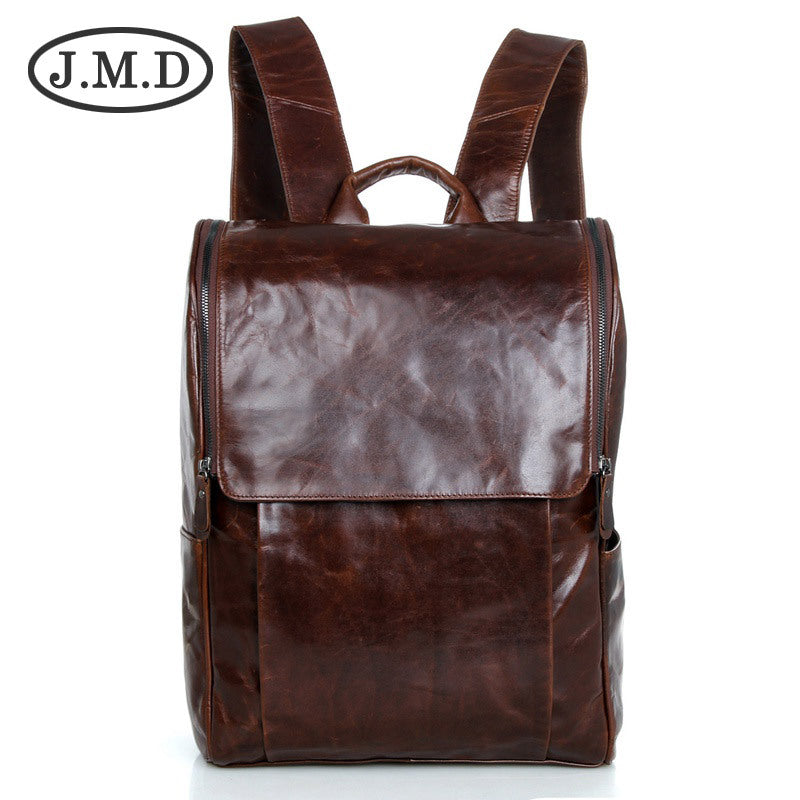 Men's Fashion Oil Wax Leather Computer Comfortable Backpacks
