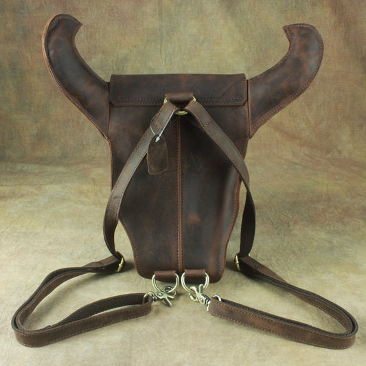 Cow Head Simple Stylish Personality Genuine Motorcycle Men's Shoulder Bags