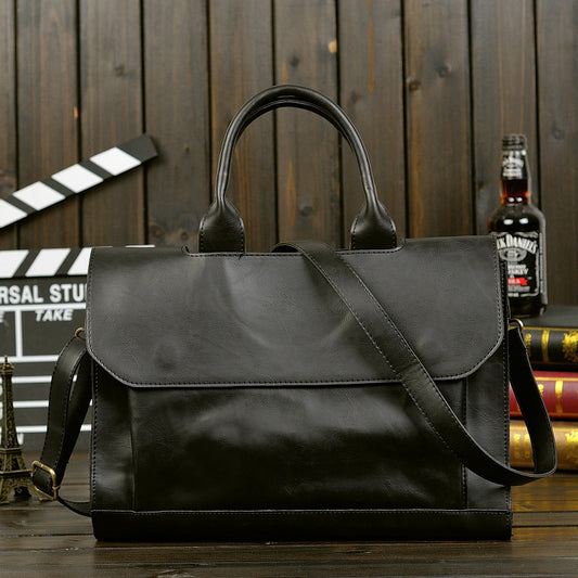 Men's Korean Crazy Horse Leather Business Computer Bags