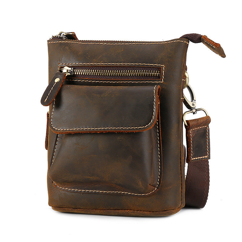 Men's Mobile Pannier Crazy Horse Leather First Layer Cowhide Men's Waist Packs