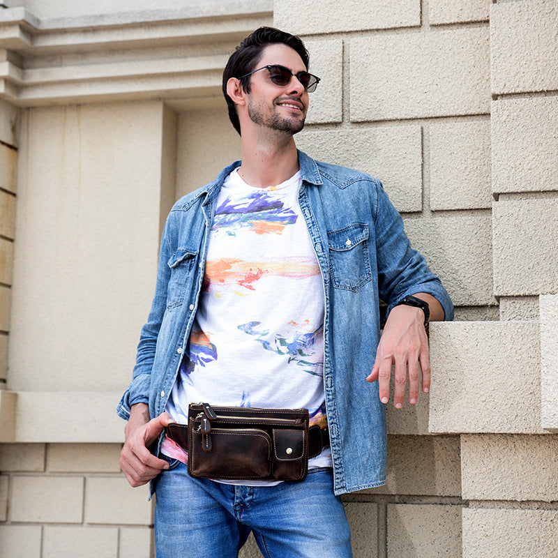 Men's Retro Crazy Horse First Layer Cowhide Bags