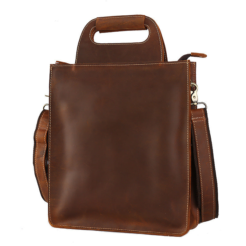 Women's & Men's & Crazy Horse Leather Vertical Genuine Men's Shoulder Bags