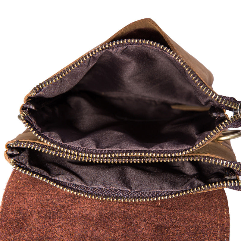 Men's Crazy Horse Leather Pocket Oil Wax Pants Pannier Men's Waist Packs