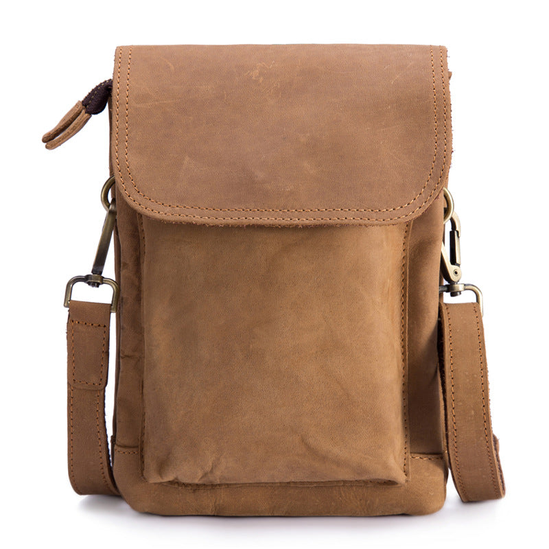 Men's Crazy Horse Leather Pocket Oil Wax Pants Pannier Men's Waist Packs