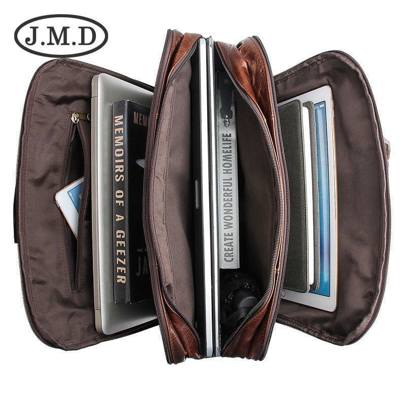 Men's Vintage Leather Oil Wax Large Capacity Men's Briefcases