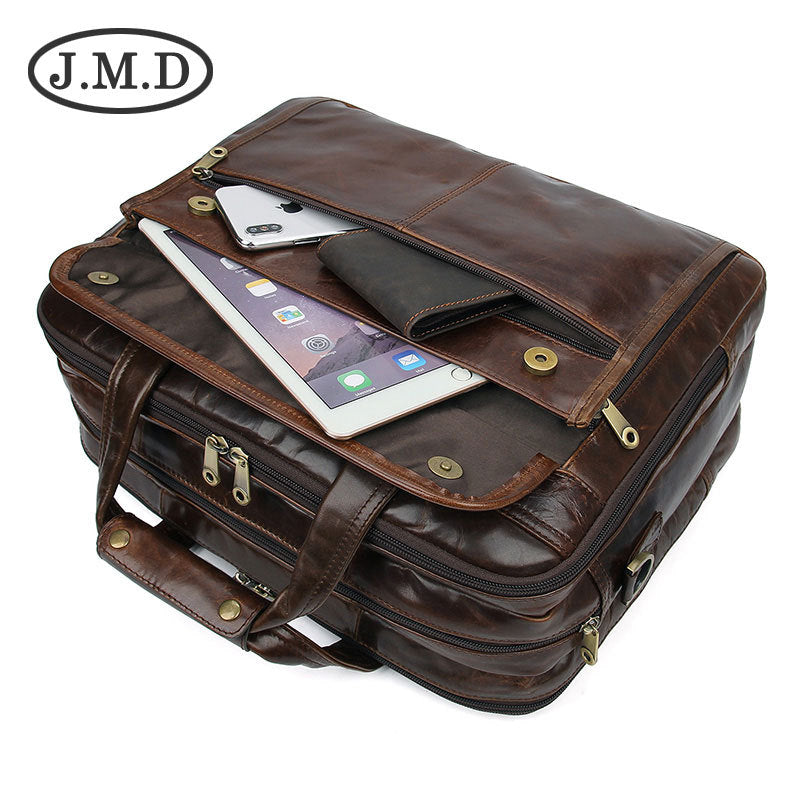 Men's Vintage Leather Oil Wax Large Capacity Men's Briefcases