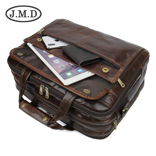 Men's Vintage Leather Oil Wax Large Capacity Men's Briefcases