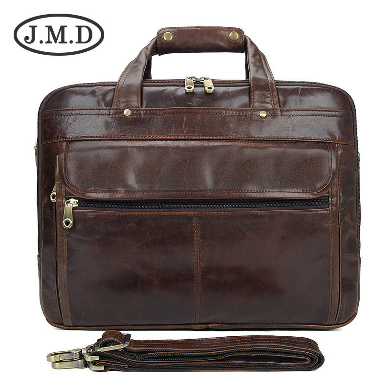 Men's Vintage Leather Oil Wax Large Capacity Men's Briefcases