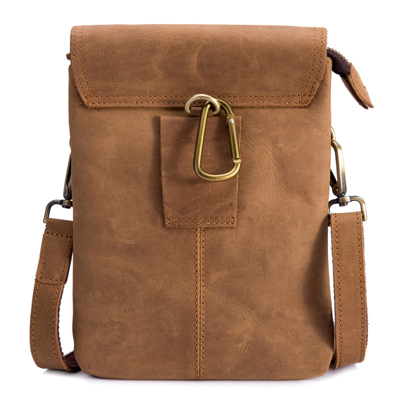 Men's Crazy Horse Leather Pocket Oil Wax Pants Pannier Men's Waist Packs