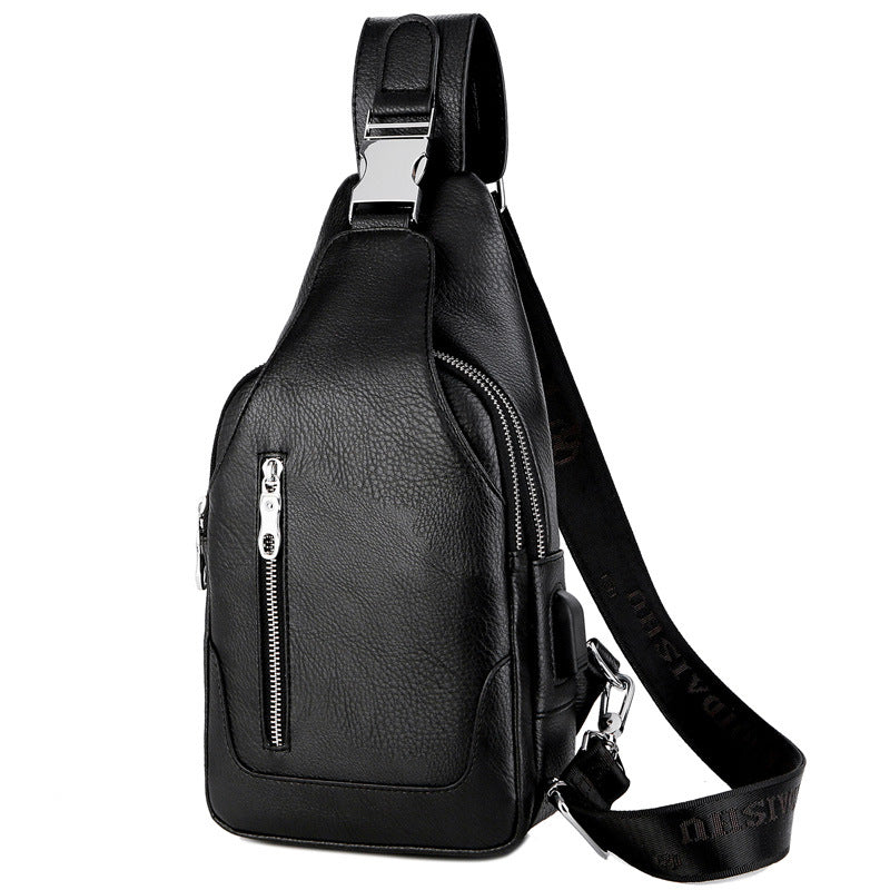 Men's Street Crazy Horse Leather Fashion Plus Men's Chest Bags