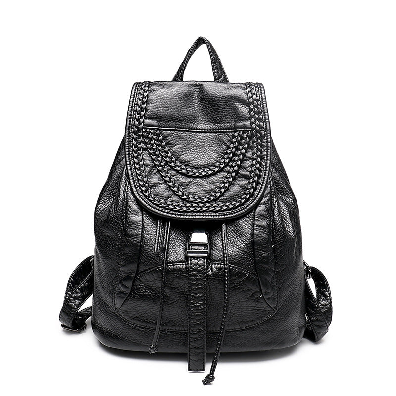 Women's Korean Soft Leather Fashion Large Capacity Backpacks