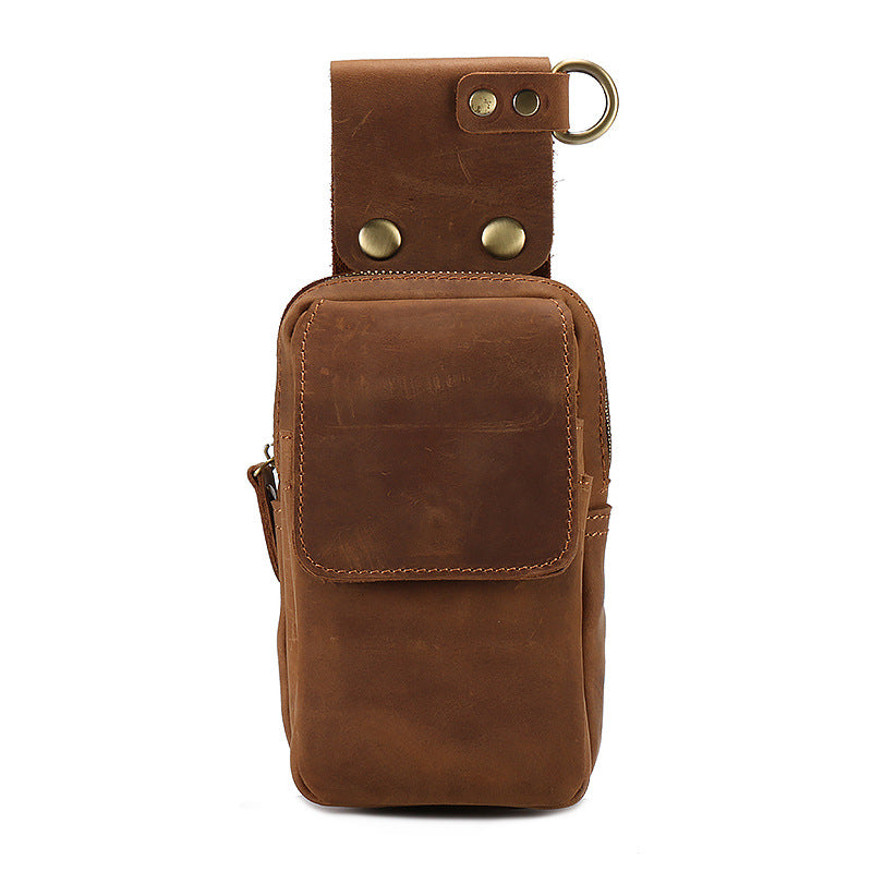Horse Leather Vertical Top Layer Cowhide Men's Waist Packs