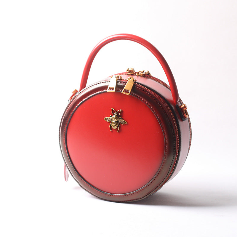 Women's Retro Cow Leather Genuine Literary Style Shoulder Bags