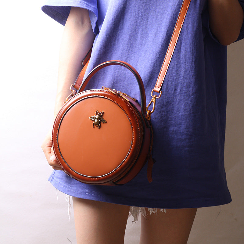 Women's Retro Cow Leather Genuine Literary Style Shoulder Bags