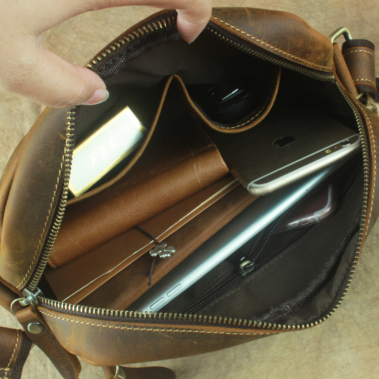 Men's Crazy Horse Leather Retro Korean Business Men's Messenger Bags