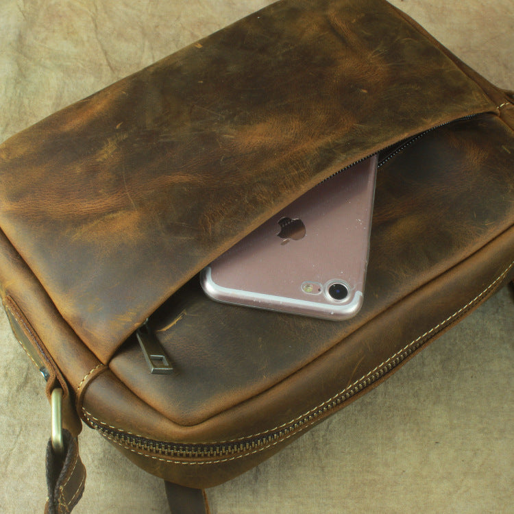 Men's Crazy Horse Leather Retro Korean Business Men's Messenger Bags