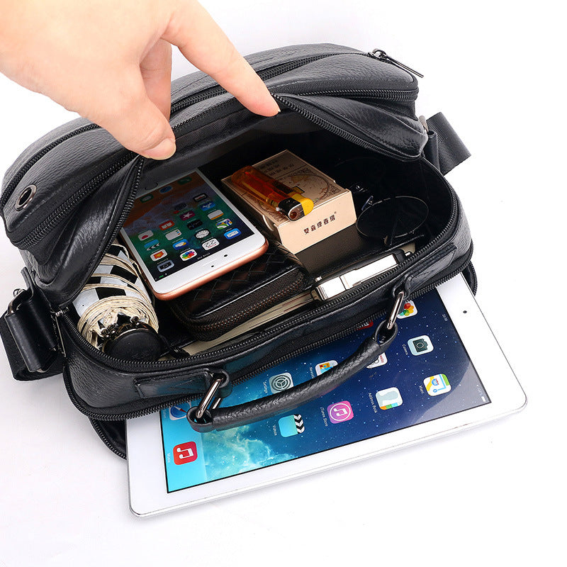 Men's First Layer Cowhide Korean Hipster Flat Men's Messenger Bags