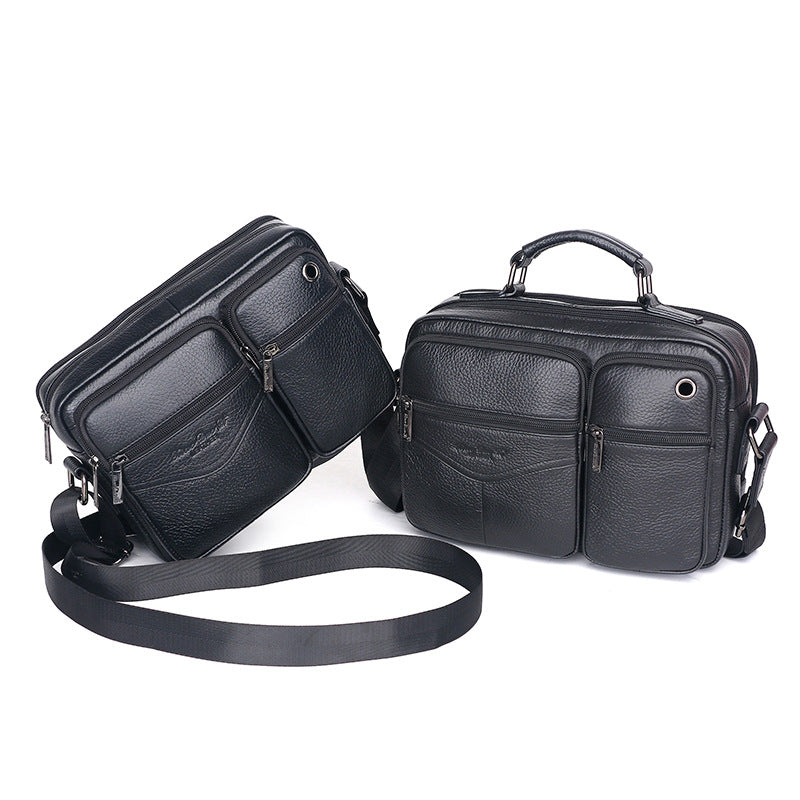 Men's First Layer Cowhide Korean Hipster Flat Men's Messenger Bags